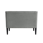 45" Light Gray And Black Upholstered Linen Bench