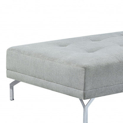 74" Gray Velvet Convertible Futon Sofa With Toss Pillow