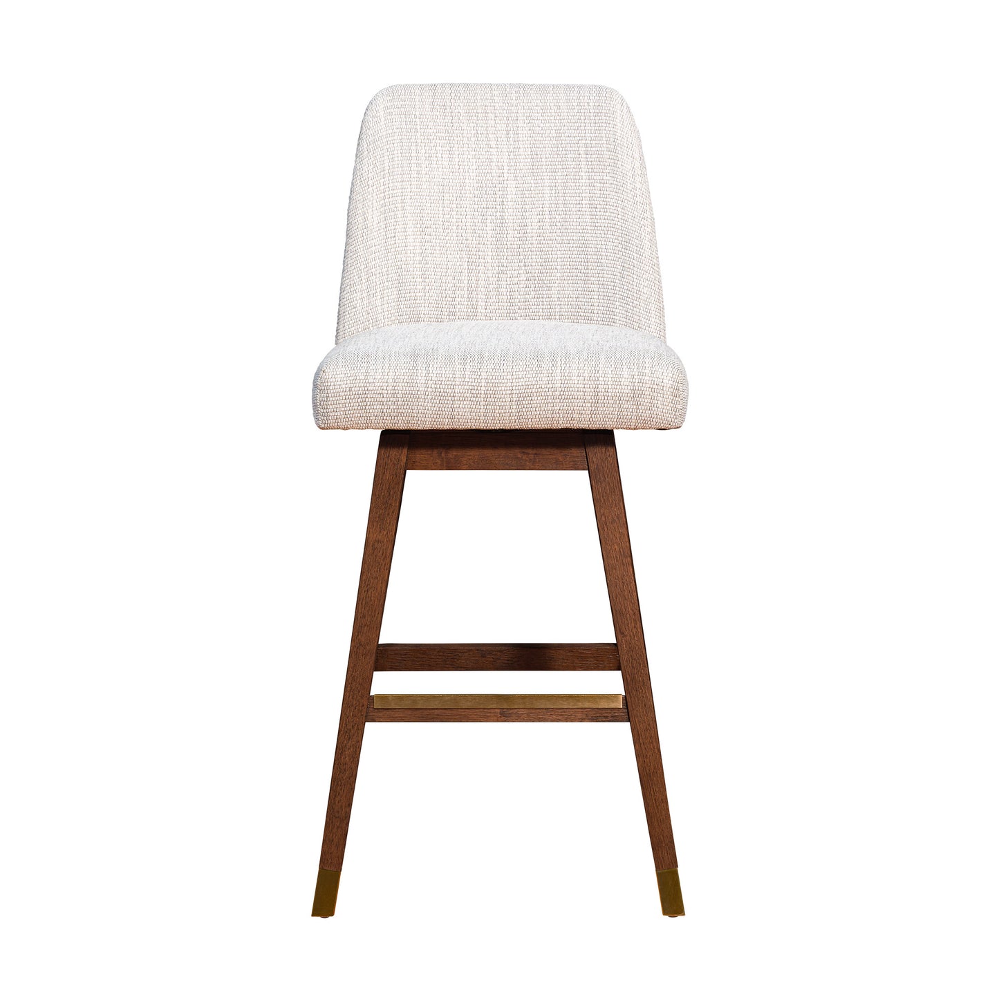 Beige and Brown Solid Wood Bar Height Swivel Bar Chair