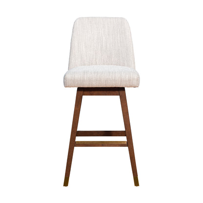 Beige and Brown Solid Wood Bar Height Swivel Bar Chair