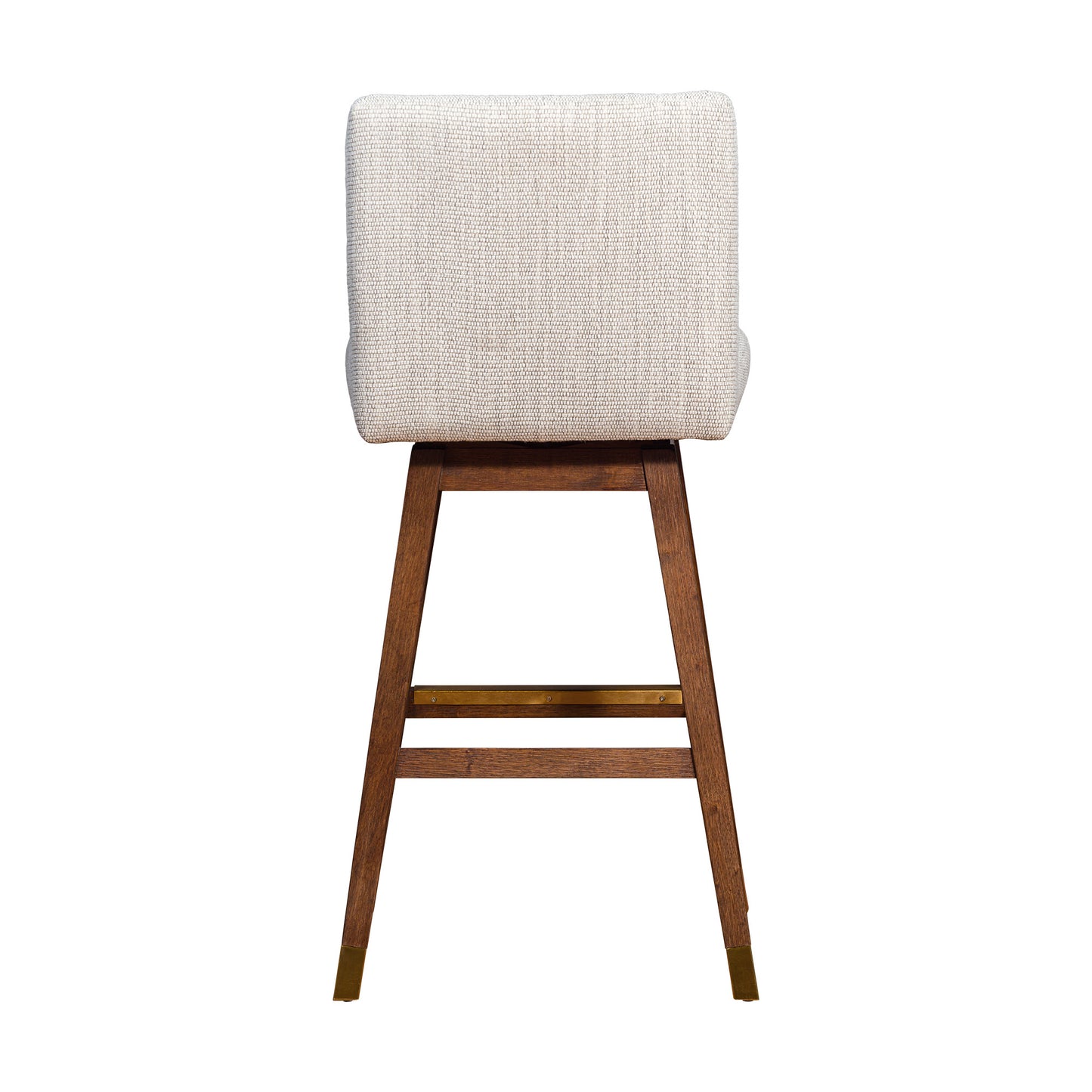 30" Beige and Wood Brown Solid Wood Bar Height Swivel Bar Chair