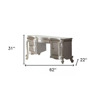 62" Pearl Wood Vanity Table With Three Drawers