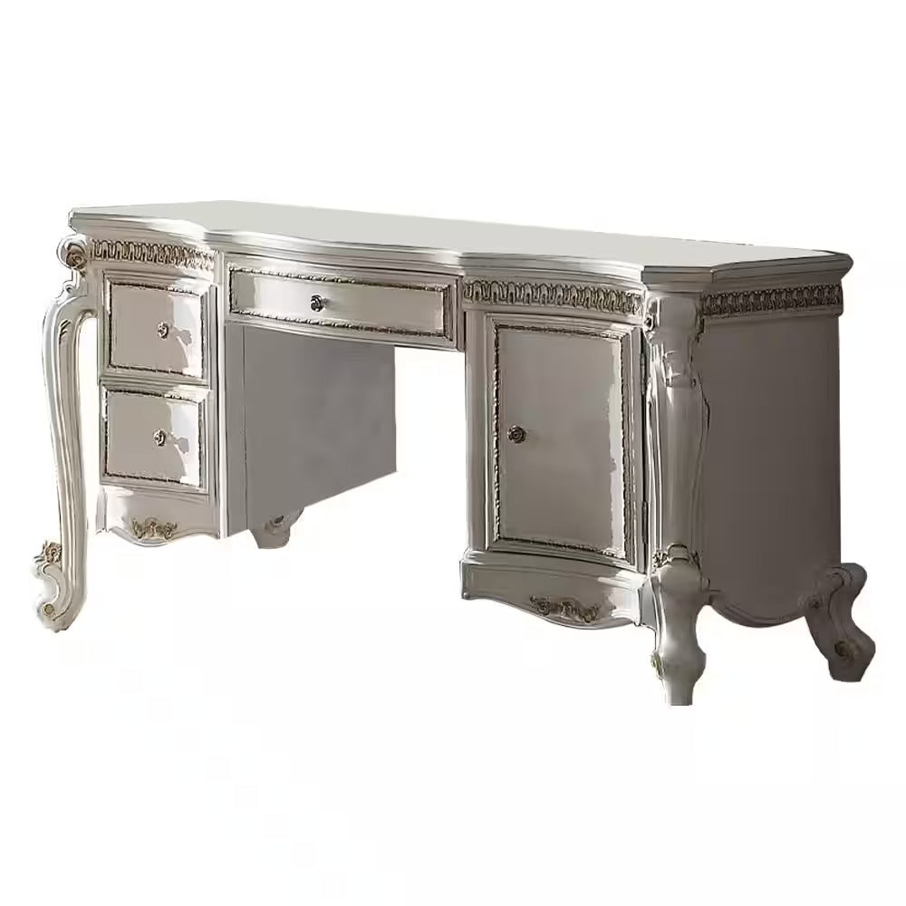 62" Pearl Wood Vanity Table With Three Drawers