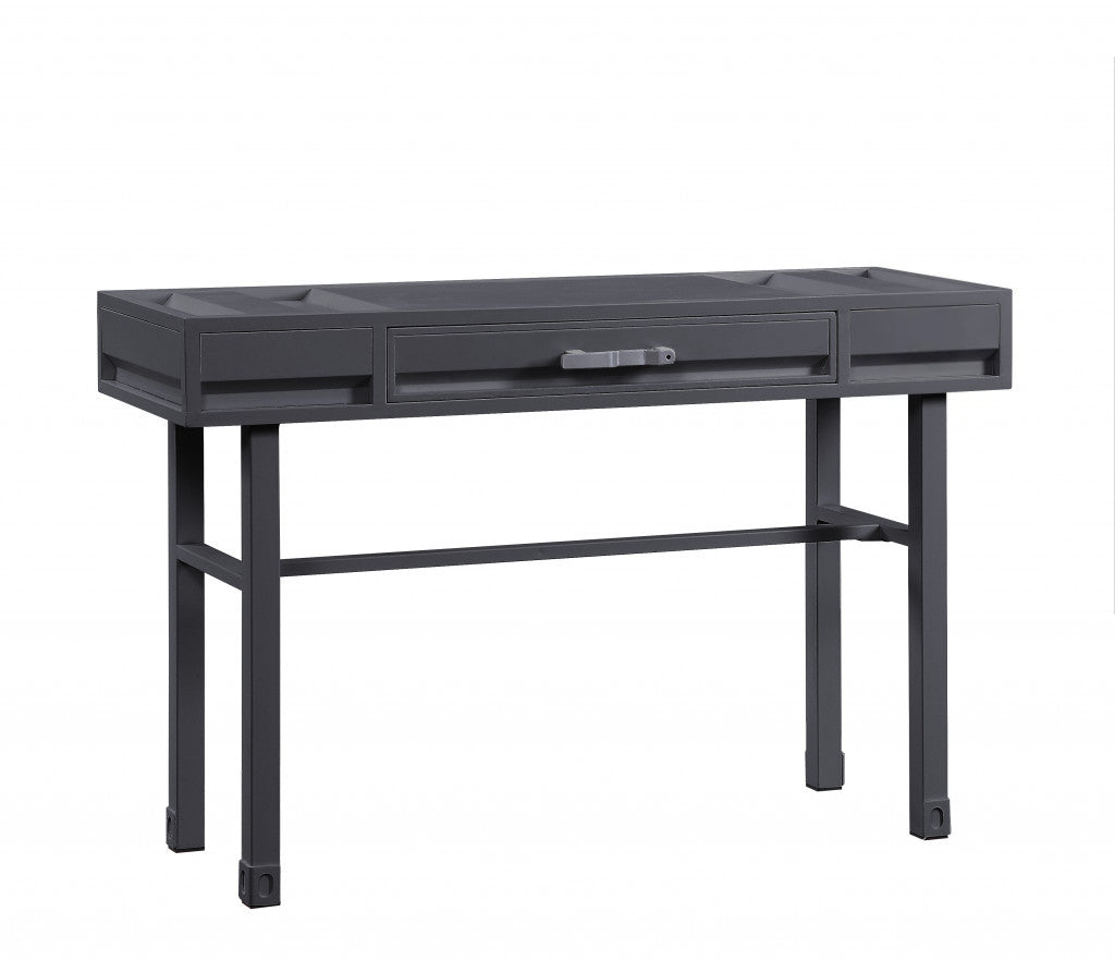 47" Gunmetal Iron And Wood Vanity Table