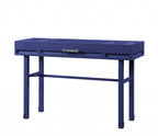 47" Blue Iron And Wood Vanity Table