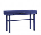 47" Blue Iron And Wood Vanity Table