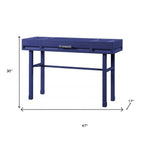 47" Blue Iron And Wood Vanity Table