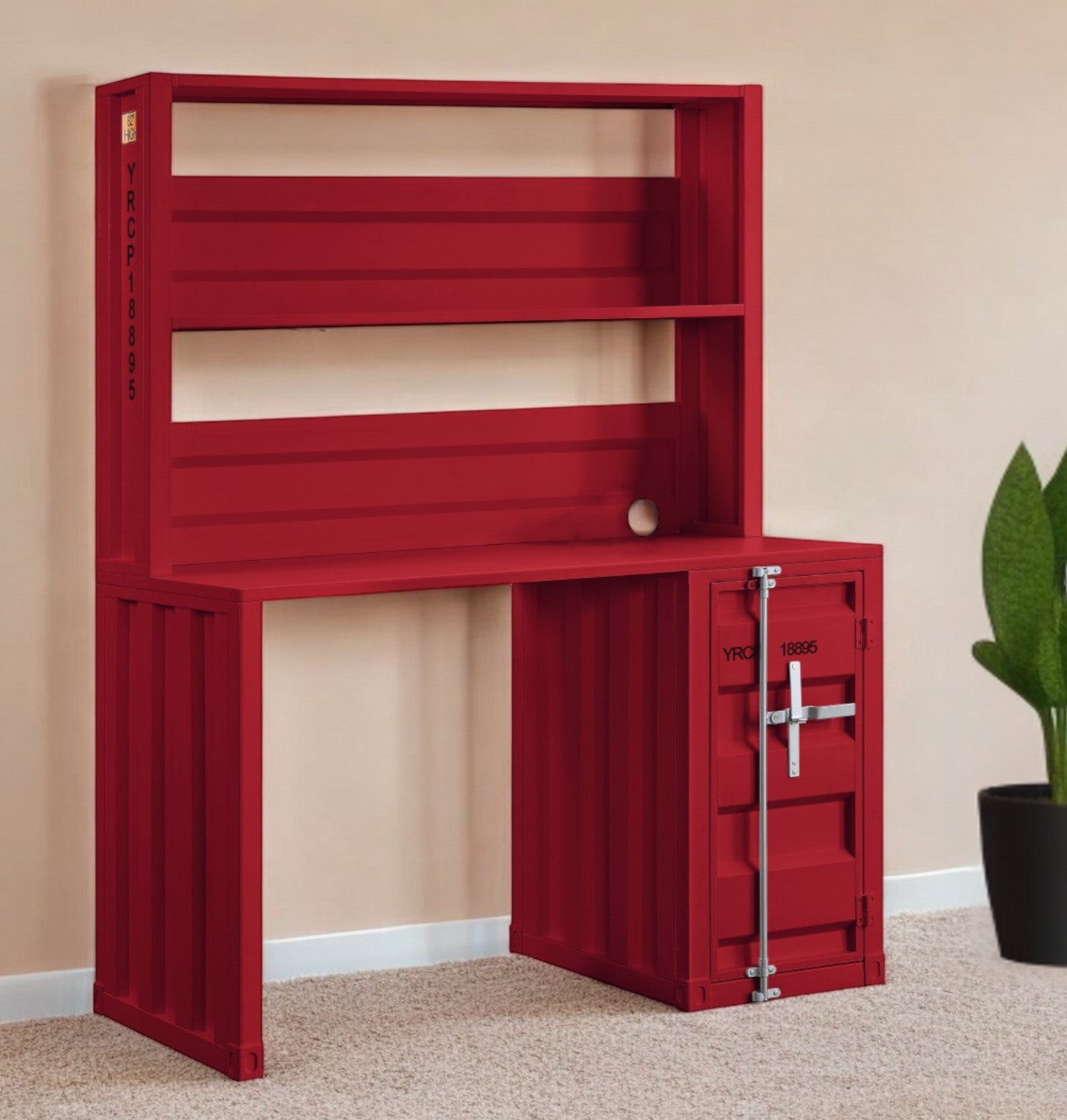 47" Red Iron Writing Desk
