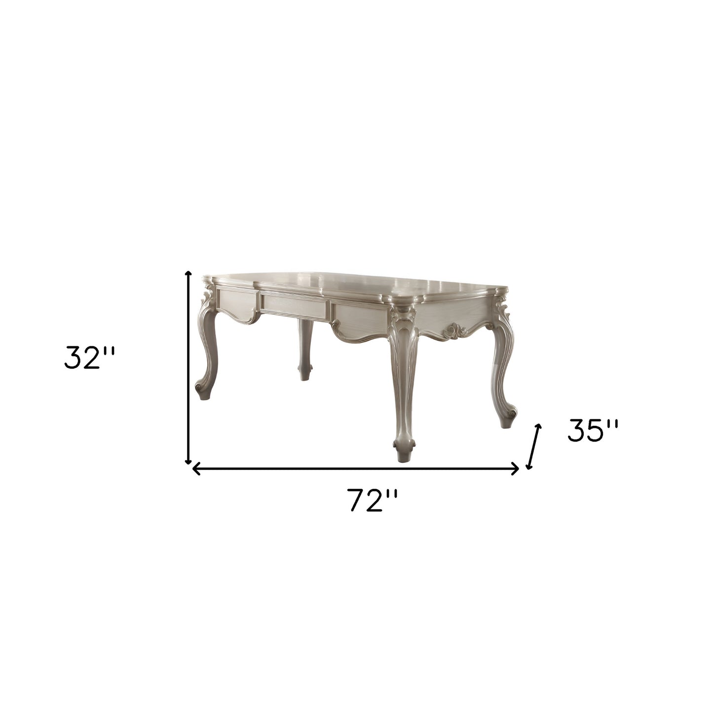 72" White Wood Executive Desk With Three Drawers