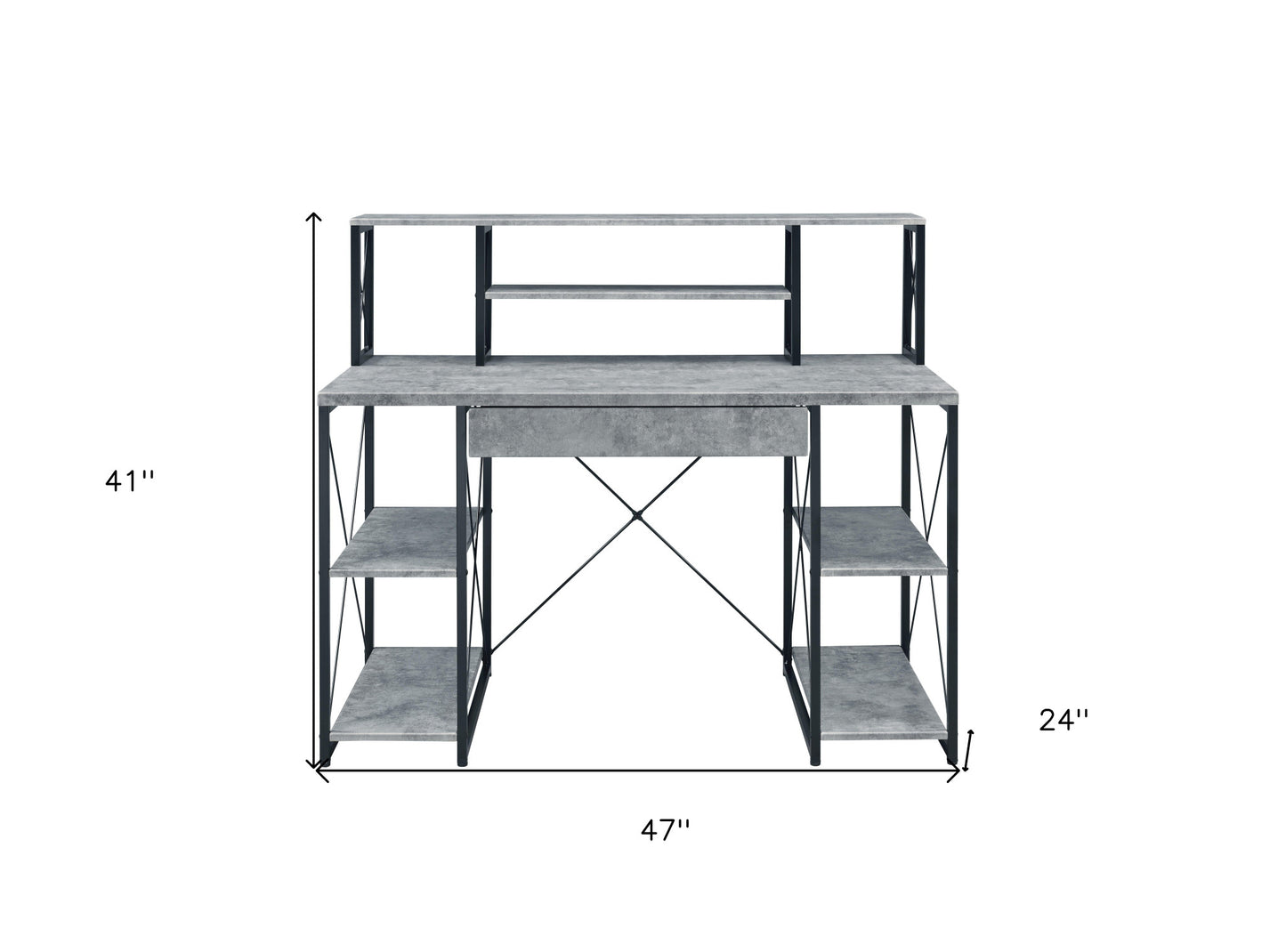 47" Gray and Black Computer Desk