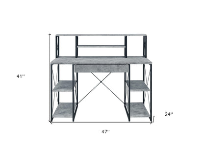 47" Gray and Black Computer Desk