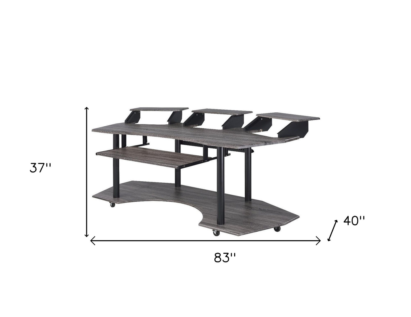 83" Black Music Recording Studio Desk