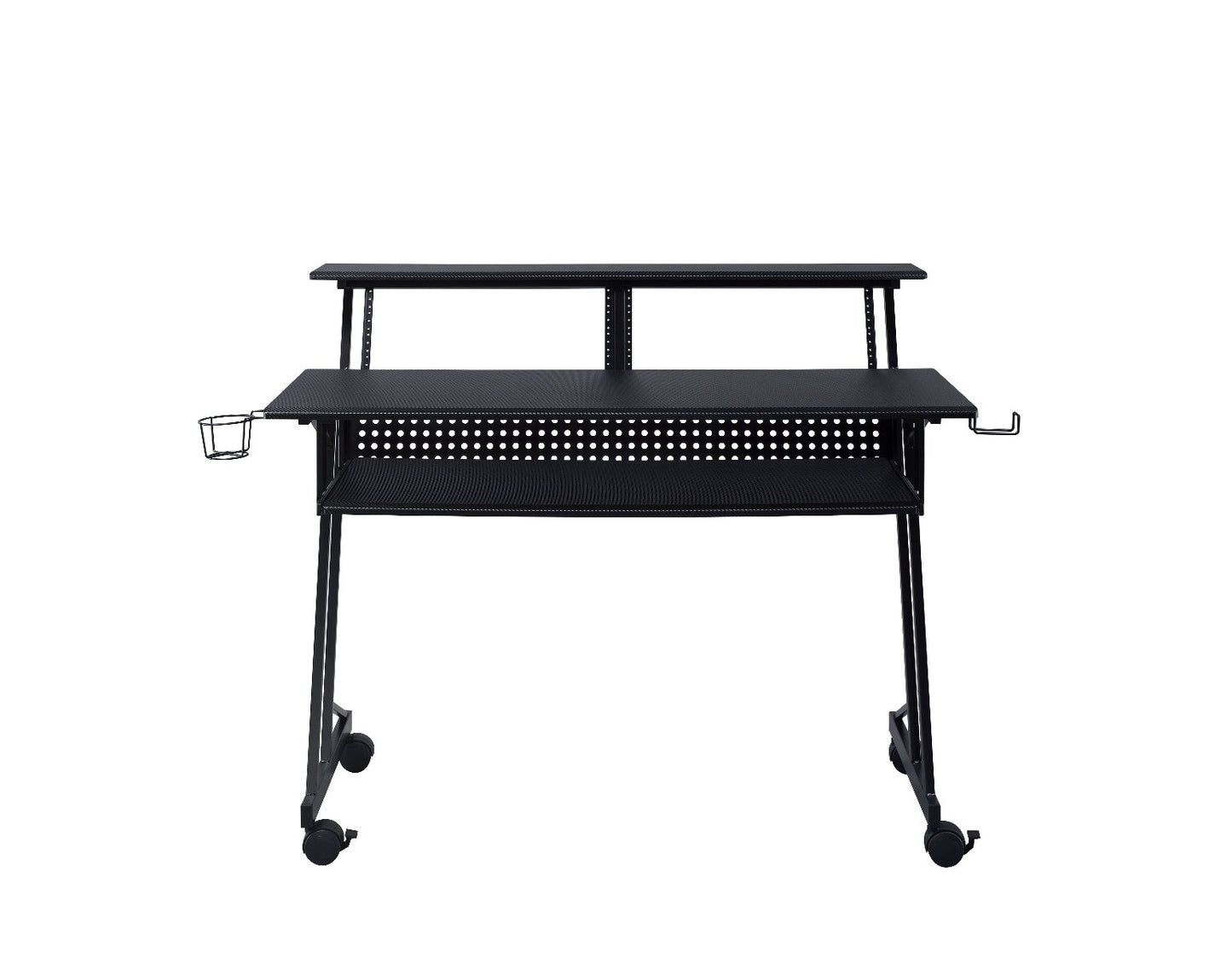 47" Black Wood and Metal Rolling Computer Desk