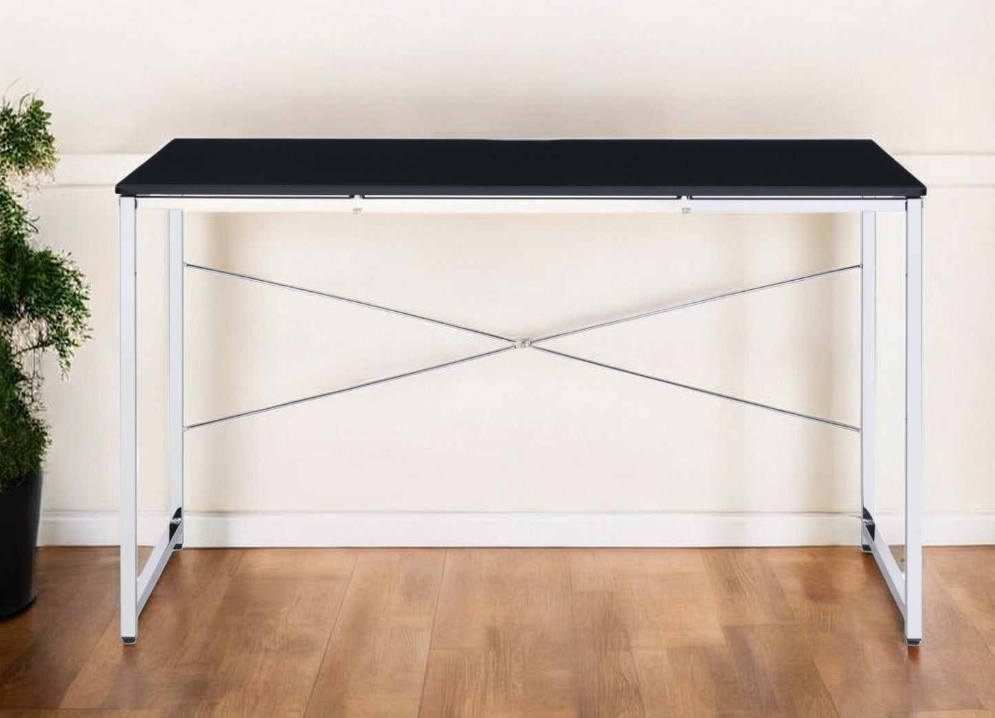 47" Black and Silver Writing Desk