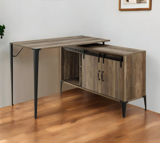 48" Brown and Black L Shape Writing Desk