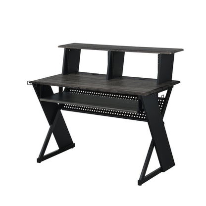 47" Black Wood and Metal Computer Desk