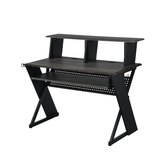 47" Black Wood and Metal Computer Desk