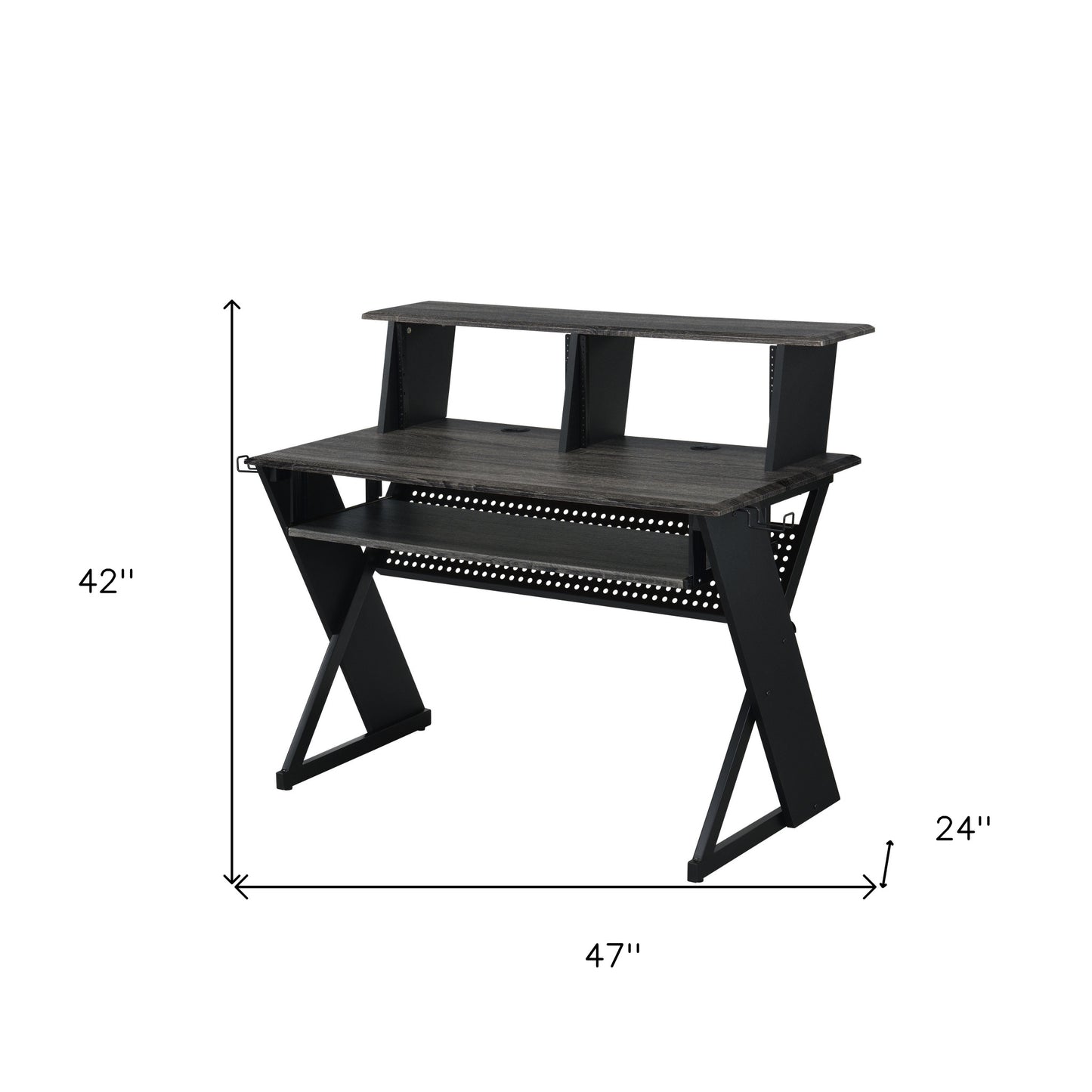 47" Black Wood and Metal Computer Desk