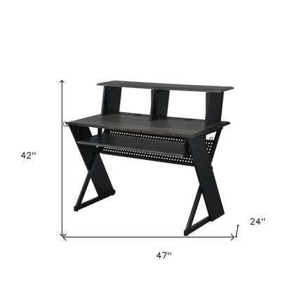 47" Black Wood and Metal Computer Desk