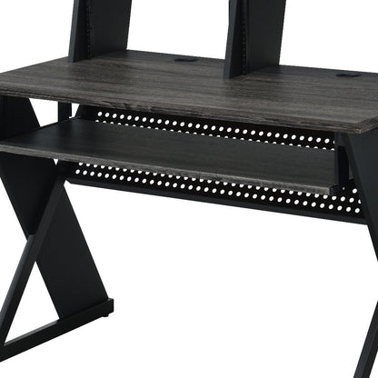 47" Black Wood and Metal Computer Desk