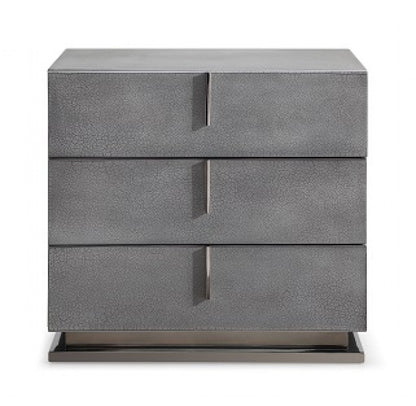 22" Gray Solid and Manufactured Wood Three Drawer Nightstand
