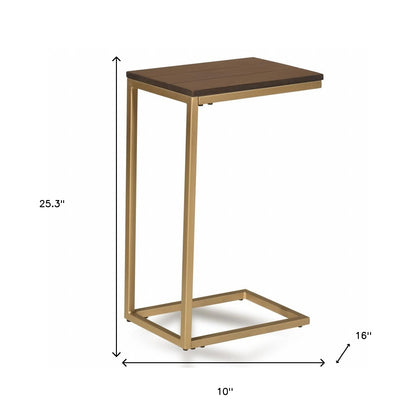 25" Dark Brown Solid Wood And Steel Frame End Table