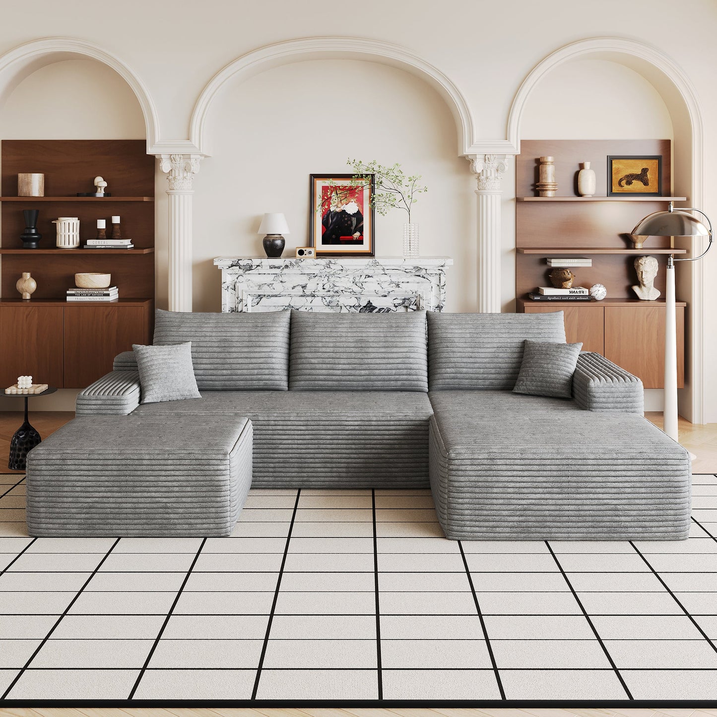 107" Cloud Sectional Sofa with Ottoman
