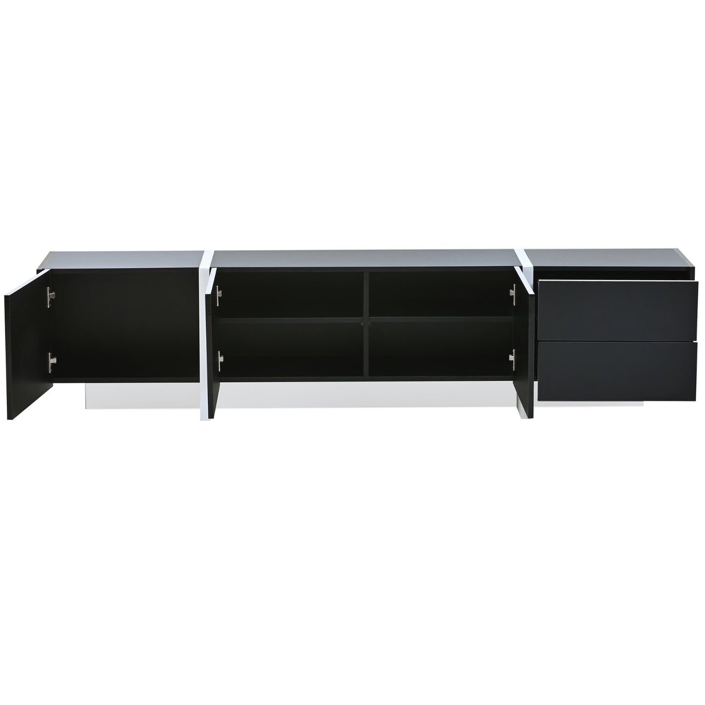 Contemporary White & Black TV Stand, Unique Style Console For TVs