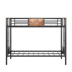 Twin Over Twin Size Metal Bunk Bed With Double Safety Guard Rails, Heavy Duty, Space-Saving Design, Steel Bed For School, Bedroom