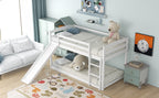 Twin Bunk Bed With Convertible Slide & Ladder, White