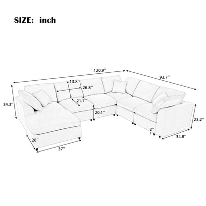 U_Style 120.8" Extra Large 7-Seater Modular Sectional Sofa