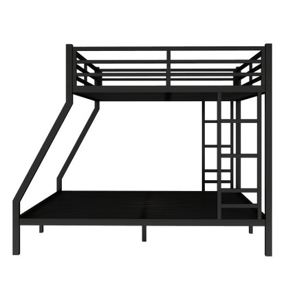 Metal Queen Over King Bunk Bed For Teens And Adults,Space-Saving Noise Reduced No Box Spring Needed, Black