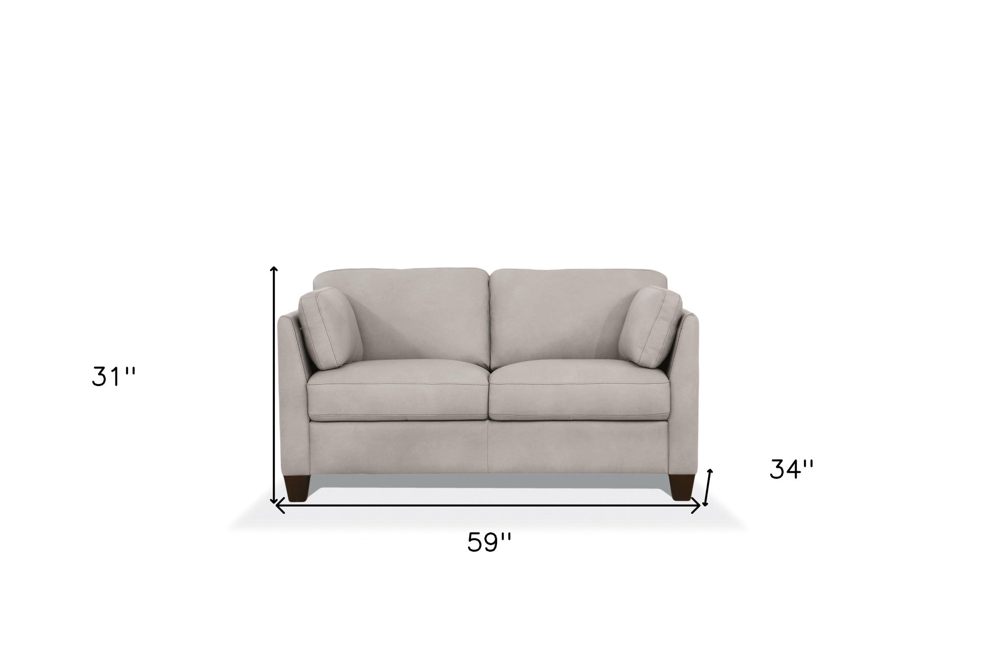 59" Off White And Brown Leather Loveseat