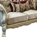 73" Bone Velvet Loveseat and Toss Pillows