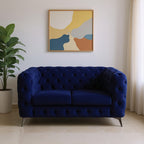 72" Blue And Silver Velvet Loveseat
