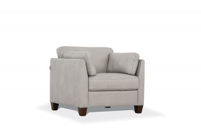 36" White and Black Genuine Leather Arm Chair