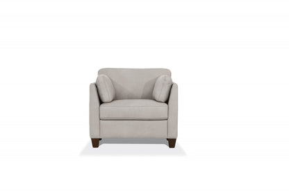 36" White and Black Genuine Leather Arm Chair