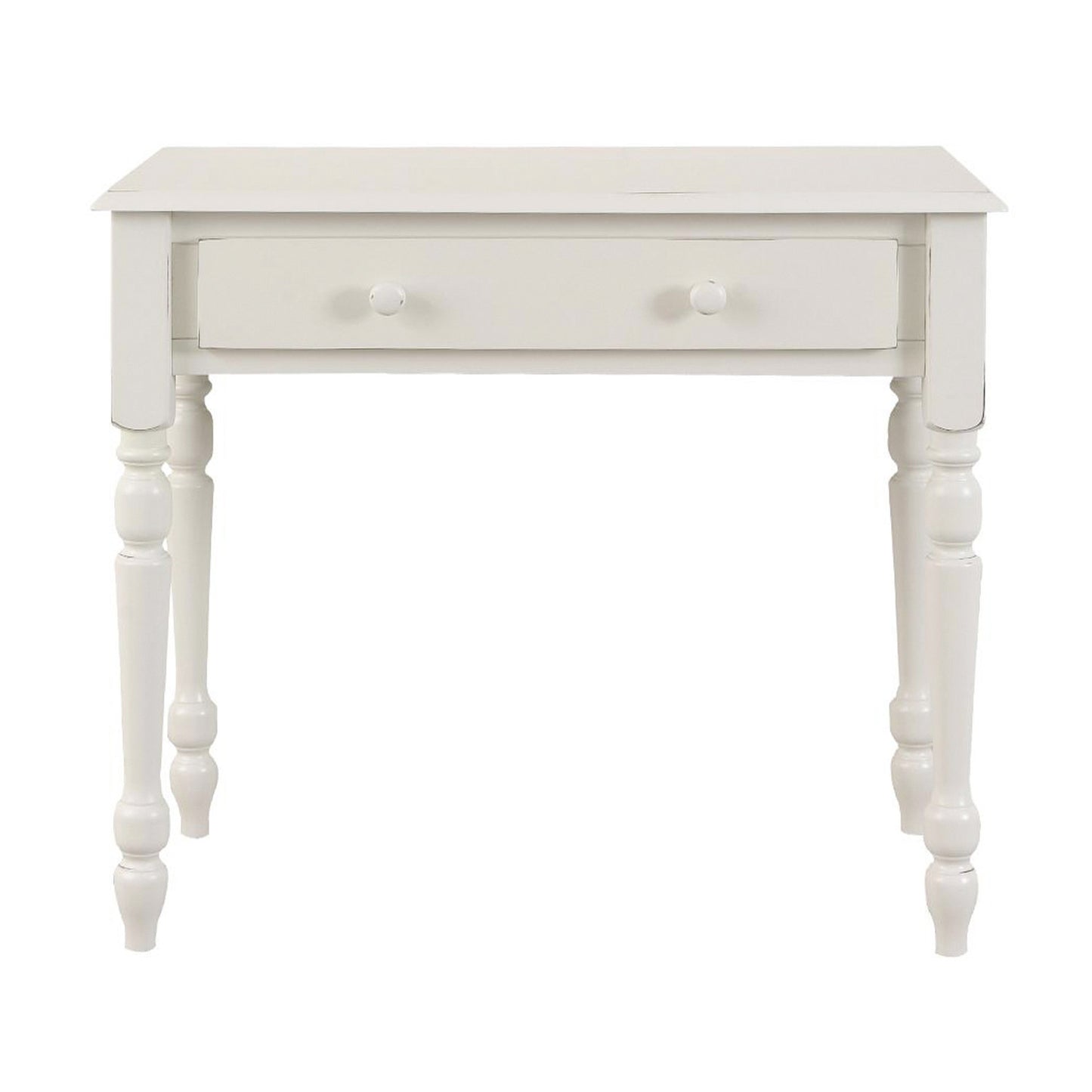 34" Off White Solid Wood Writing Desk