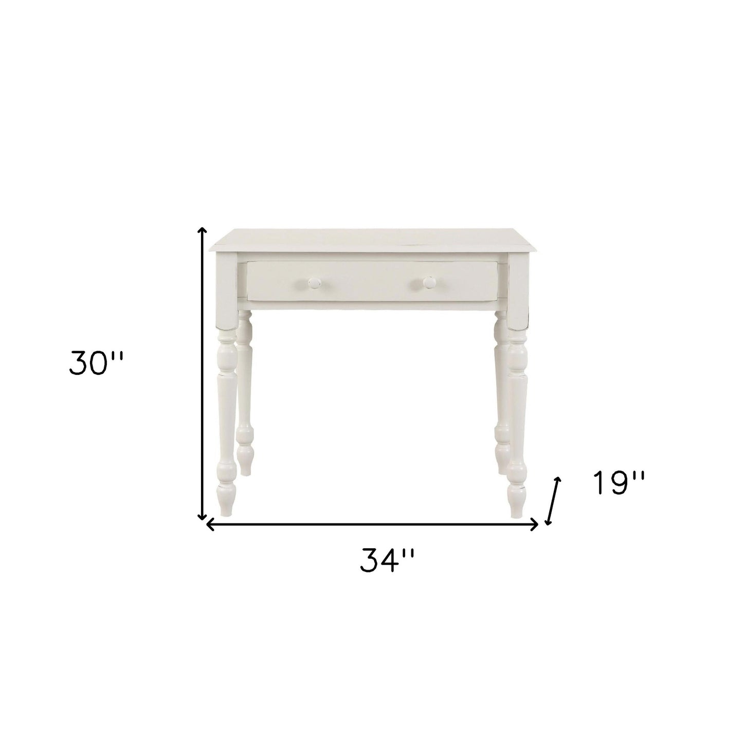 34" Off White Solid Wood Writing Desk