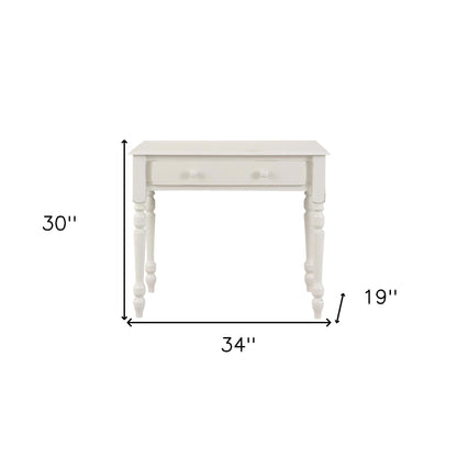 34" Off White Solid Wood Writing Desk