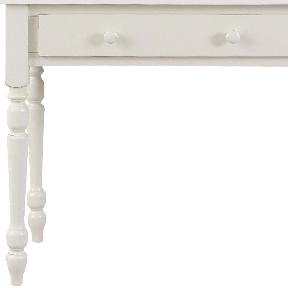 34" Off White Solid Wood Writing Desk