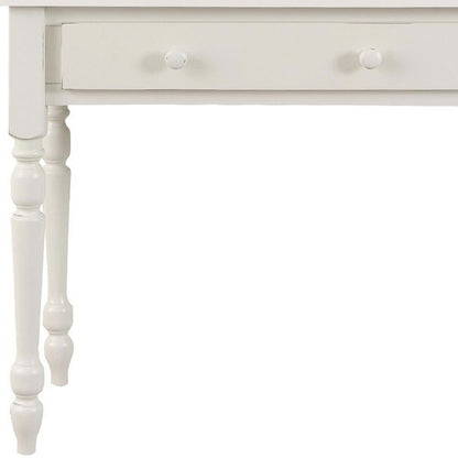 34" Off White Solid Wood Writing Desk
