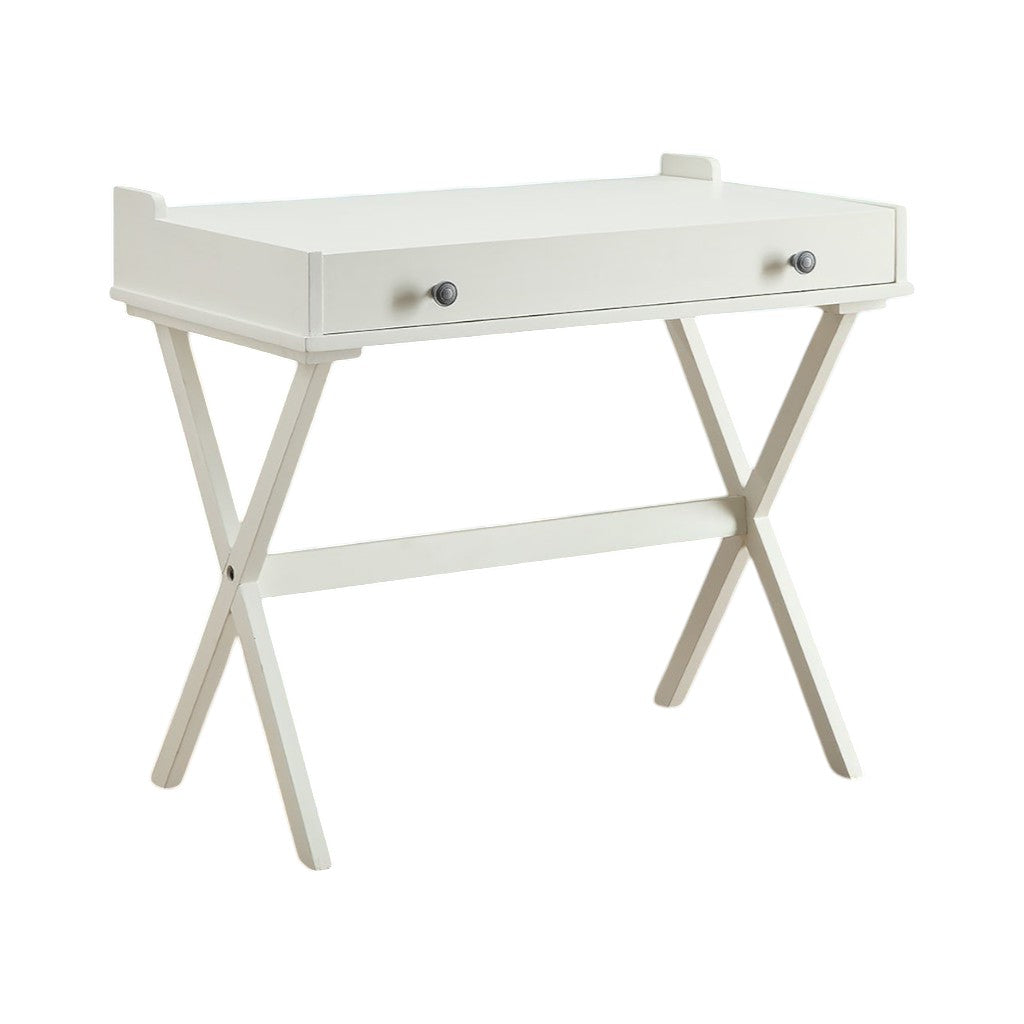 34" Antiqued White Wood Flip Top Desk