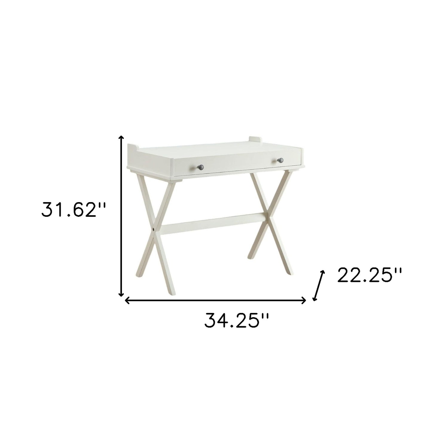 34" Antiqued White Wood Flip Top Desk