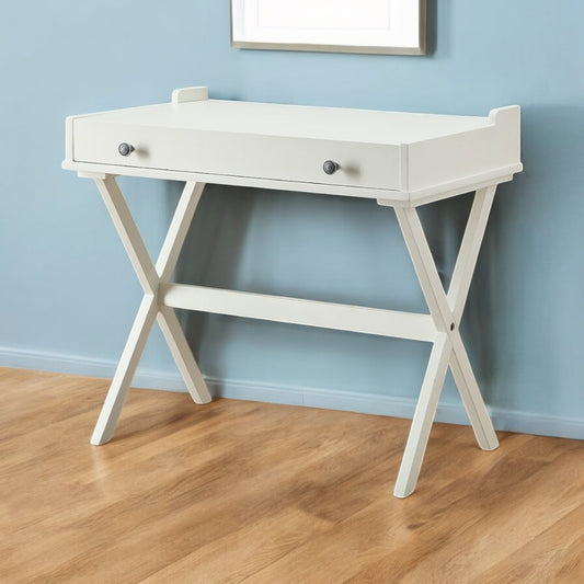 34" Antiqued White Wood Flip Top Desk