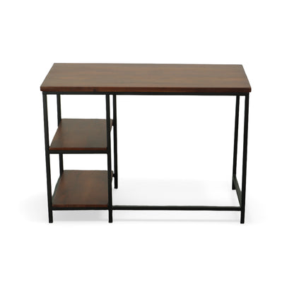 42" Chestnut and Black Solid Wood and Metal Computer Desk