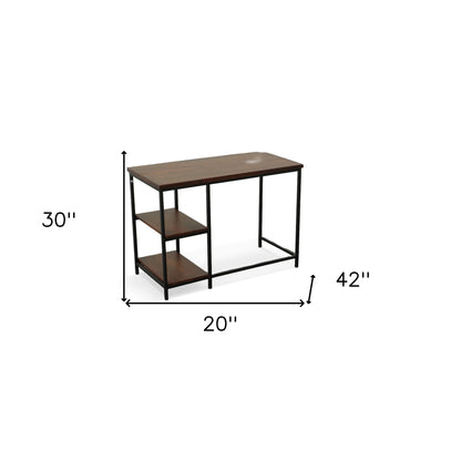 42" Chestnut and Black Solid Wood and Metal Computer Desk