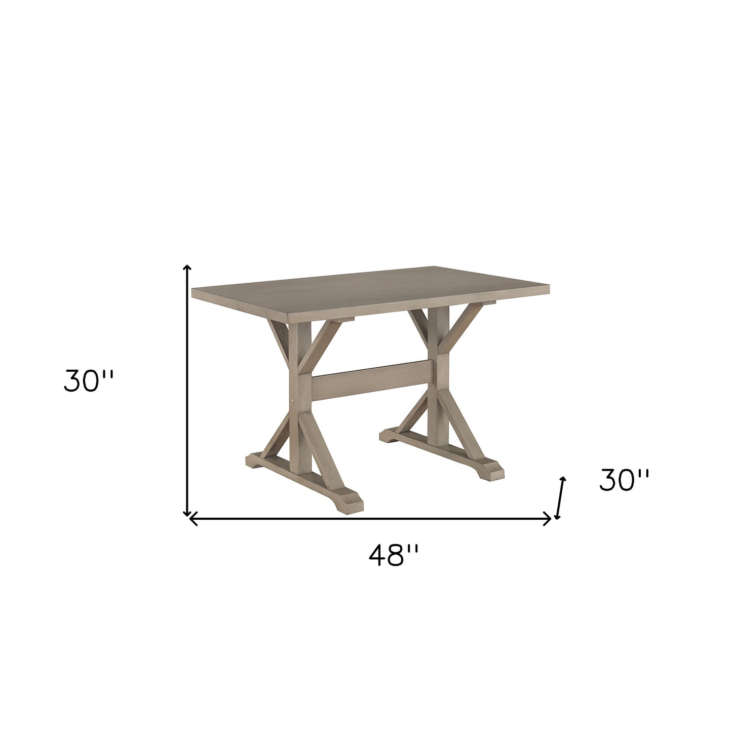 48" Gray Solid Wood Trestle Writing Desk
