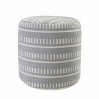 20" Blue Polyester Round Striped Indoor Outdoor Pouf Ottoman
