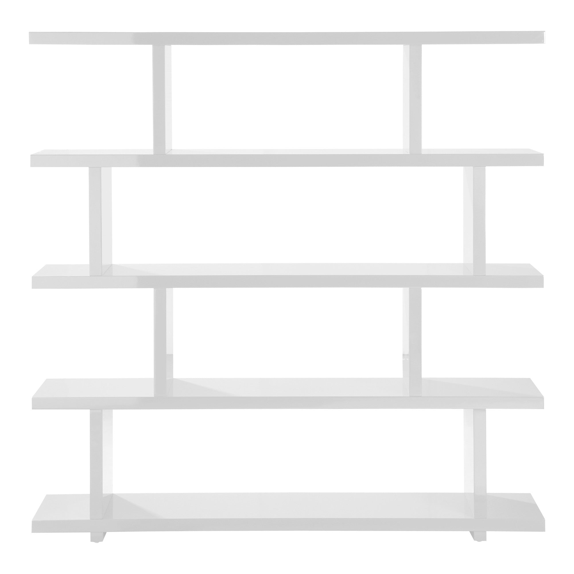 White Wood Five Tier Bookcase